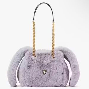 NWT Kate Spade sold out Fluff Embellished Faux Fur Small Bucket Bag